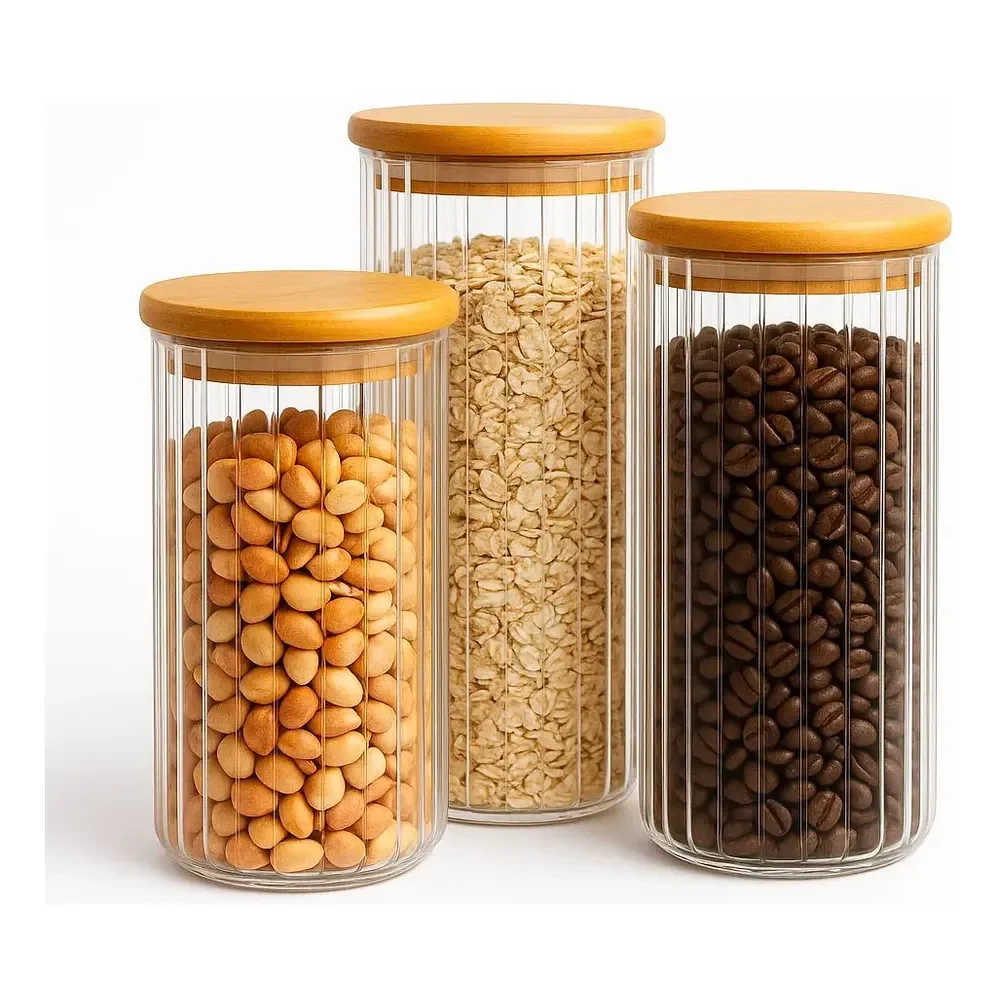 Pote De Vidro Com Tampa Bambu Versalhes 620ml, 760ml E 850ml Bambu