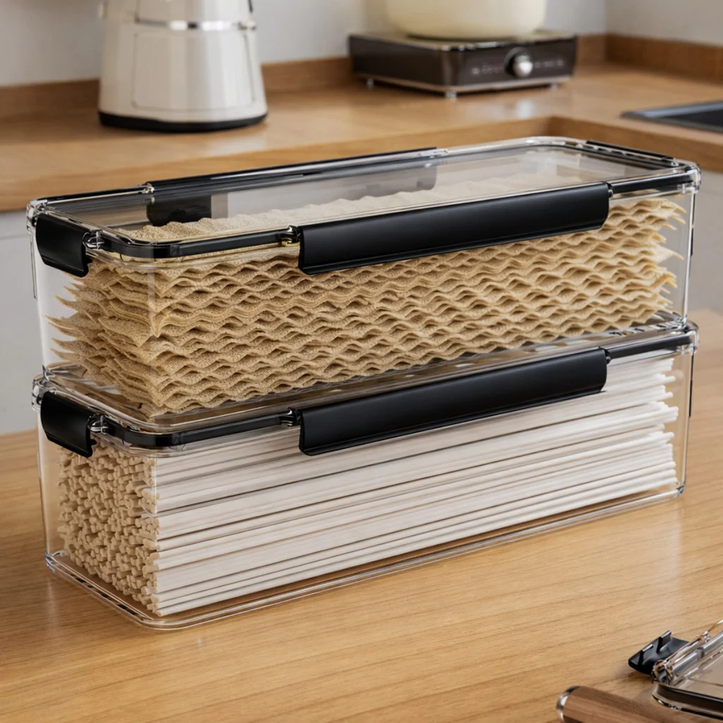 Kit 2 Potes Herméticos Organizador Empilhavel Mantimentos Com Lacre Vedação Casa Cozinha Organização Decoração