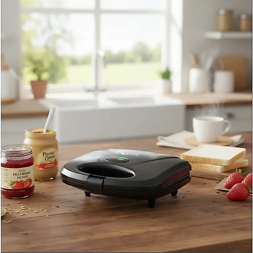 Sanduicheira Grill Elétrica 750W Antiaderente Koti Preta Faz 2 Sanduíches Rápido 110V ou 220V