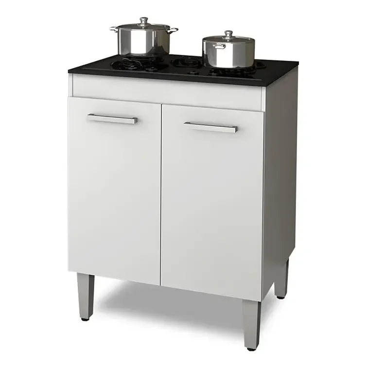 Balcão Para Cooktop 4 Bocas 2 Portas Branco Nauru Branco