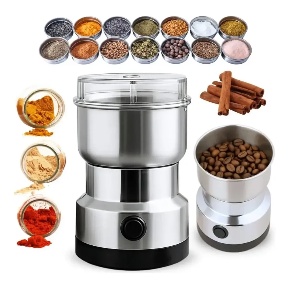 Moedor De Café Elétrico Multifuncional Inox Grãos Temperos 110v Prata