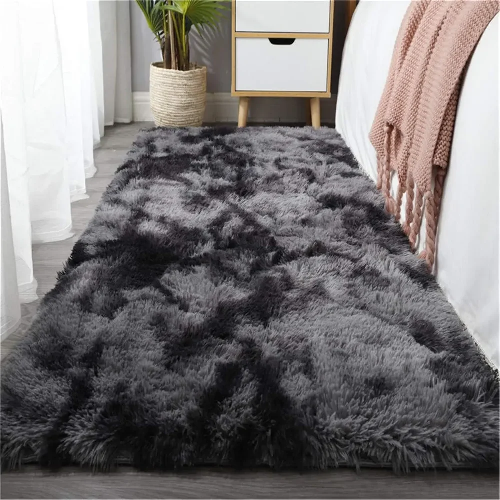 Passadeira Corredor 2,00x0,60 Tapete Super Peludo Beira De Cama Sala Quarto Cinza Mesclado