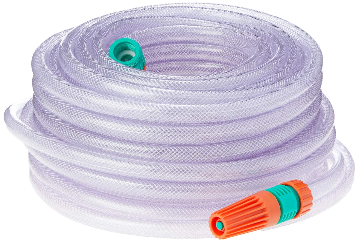 Mangueira Flex para Jardim, com Engates Rosqueados e Esguicho, Tramontina, 30 M, Transparente