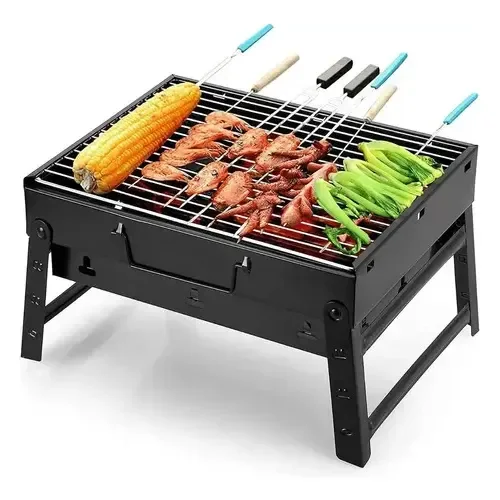 Mini Churrasqueira Portatil Dobravel 40cm Para Apart Preto Preto