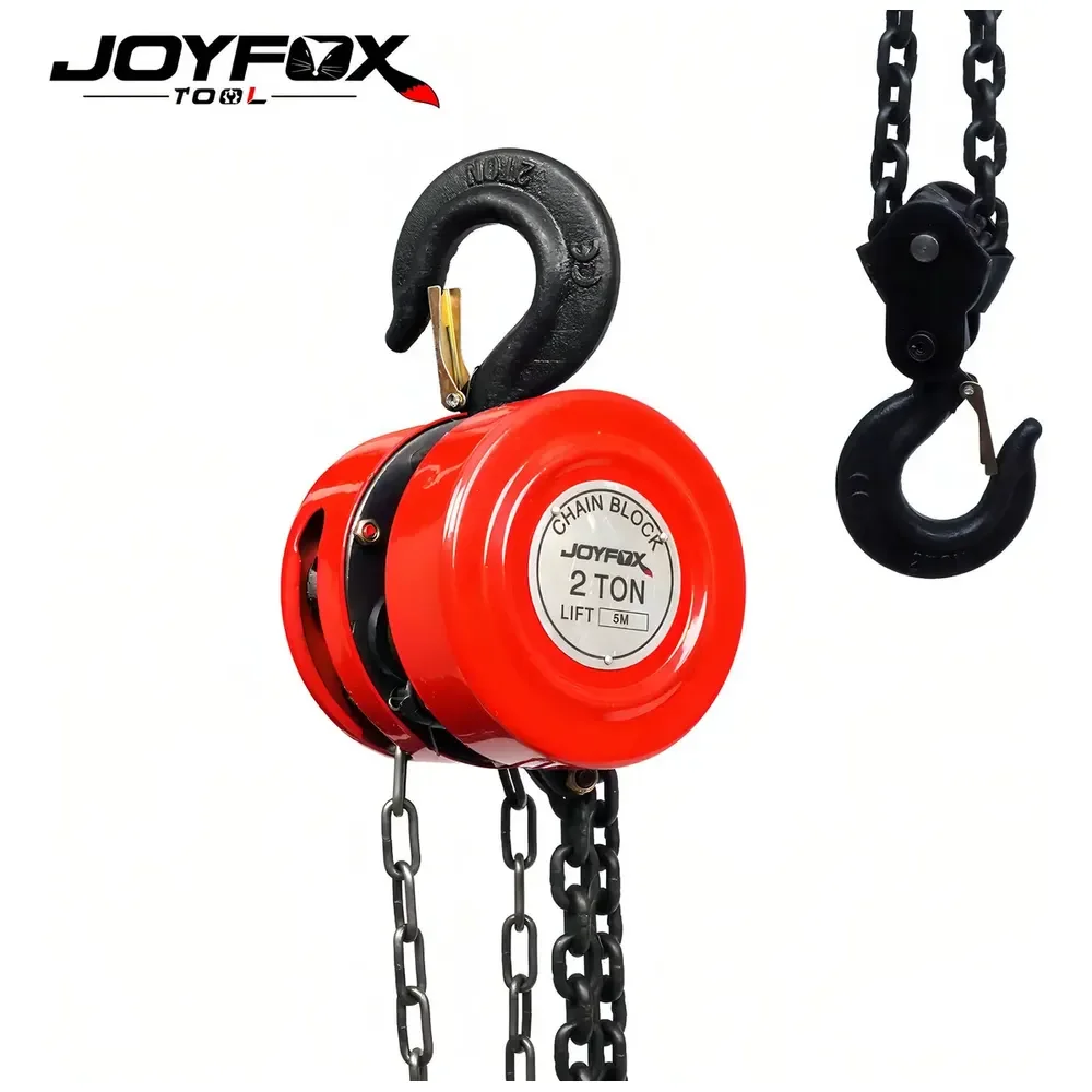 Talha Manual 2 Toneladas 2000 Kg Com Corrente 5 Metros Elevação Vermelho Joyfox