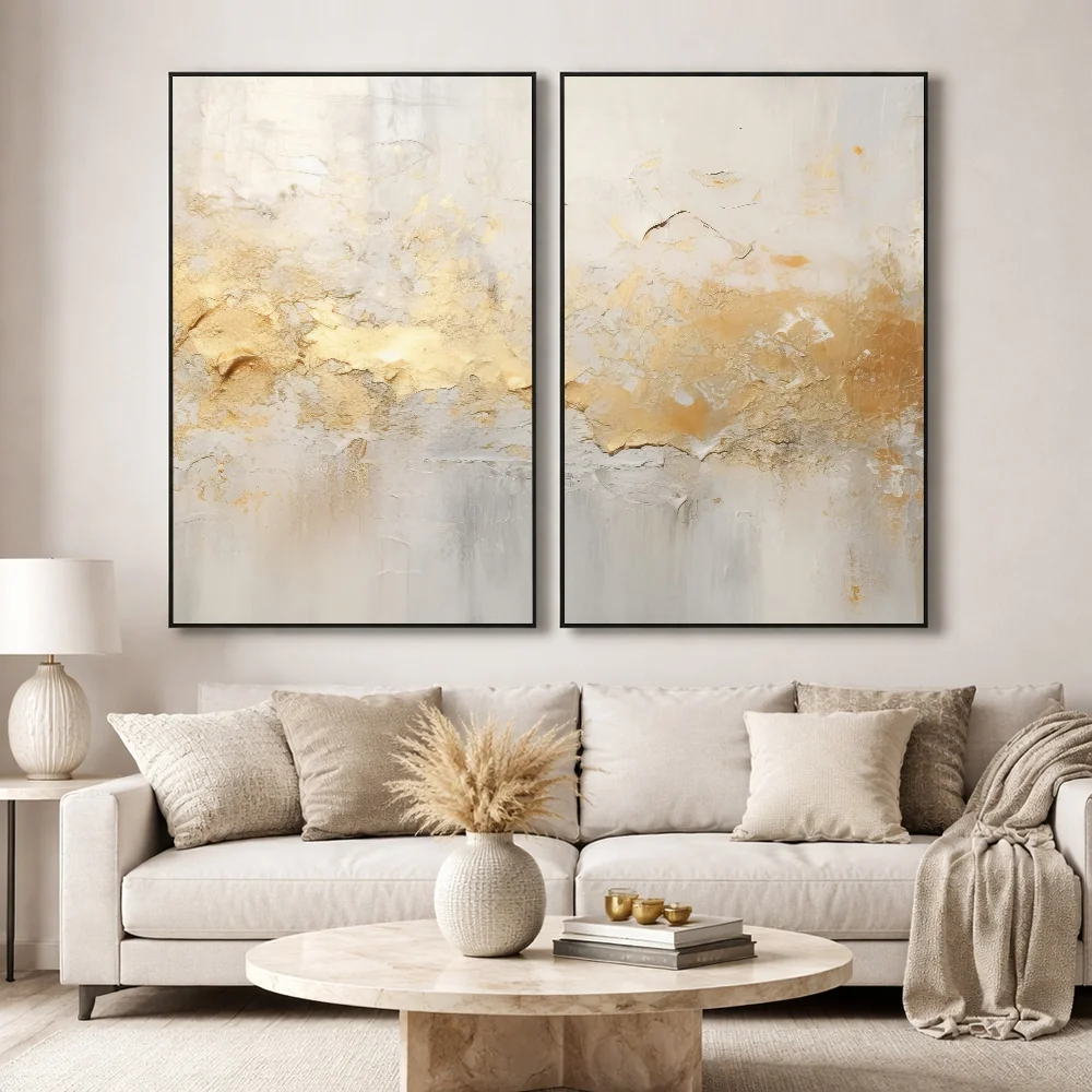 Quadro De Decoração  2 Telas Arte Abstratas Para Sala Quarto Escritorio