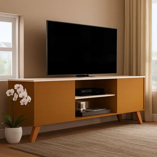 Rack Sala Estante Tv 58 Polegadas Home Bancada Helena