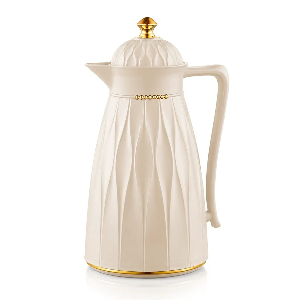 Garrafa Térmica Luxo Khadija Bege 1000 Ml Café Chá Água Quente Fria Tampa Click - Tuut