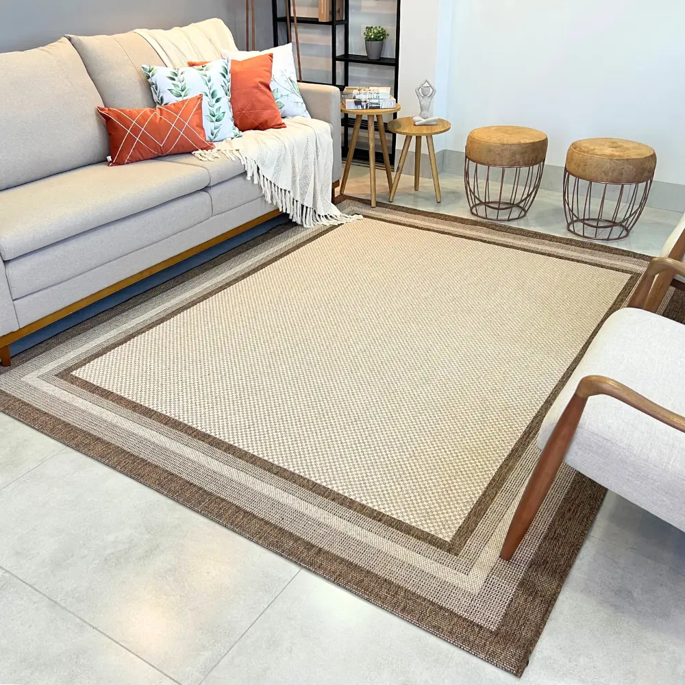 Tapete Moldura Eco Nature Decorativo Antiderrapante Luxo Sala e Quarto Chumbo Marrom Bege