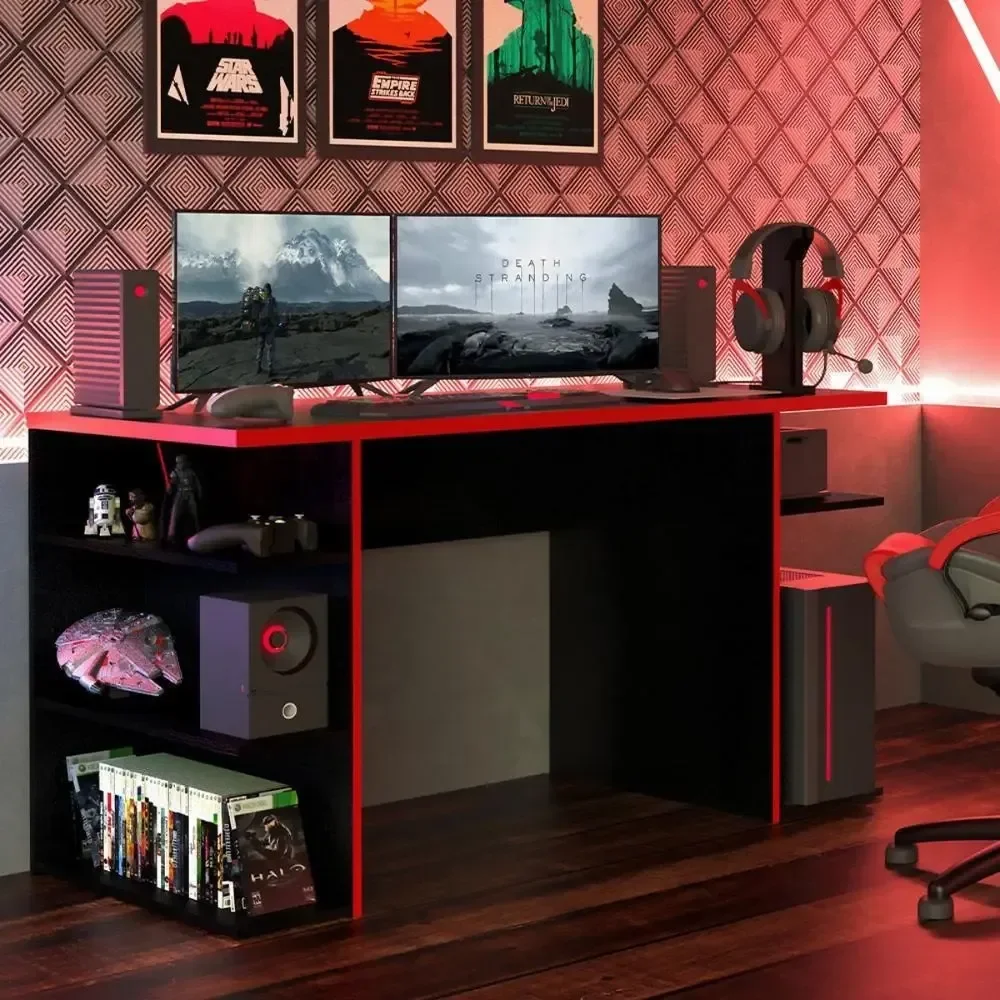 Mesa Computador Gamer 9409 Madesa Cor Preto Em Vermelho Preto/vermelho