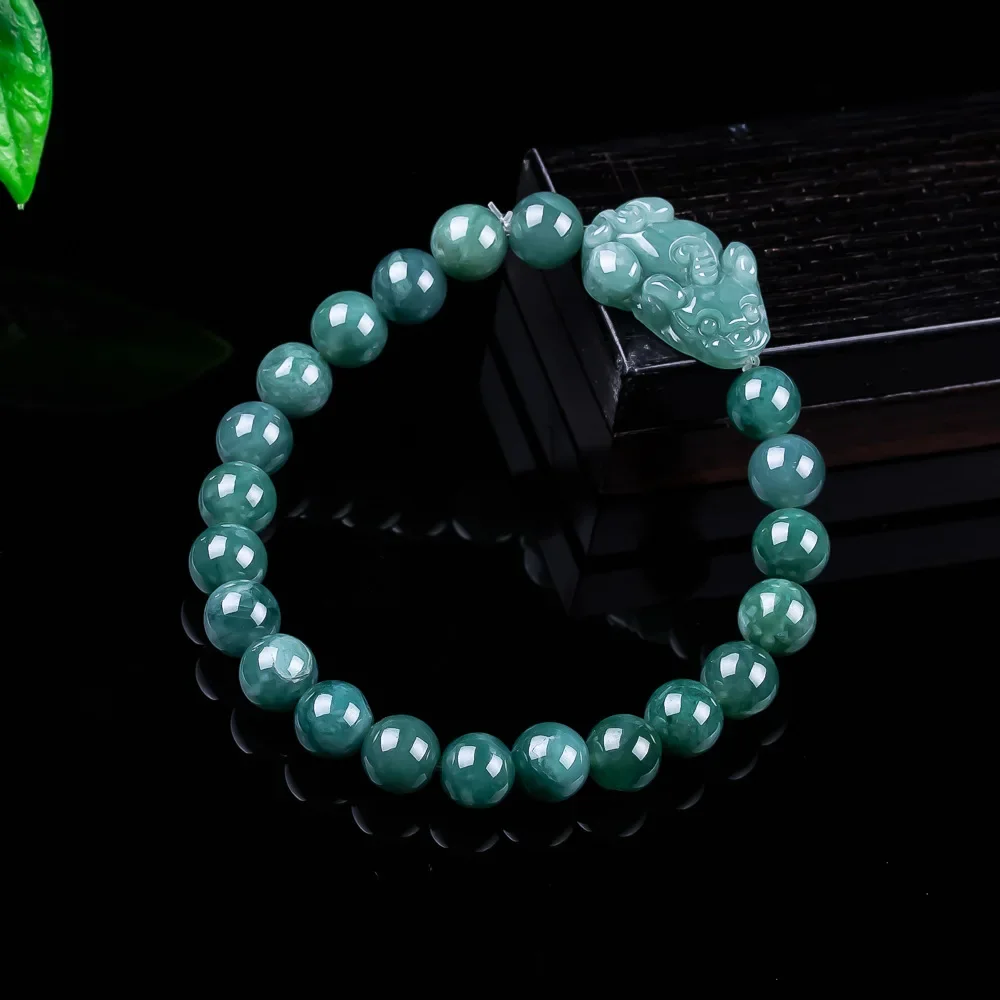 Pulseira Pixiu de Jadeíta Birmanesa Natural, Amuletos Vintage, Presentes para Mulheres, Joias, Bracelete, Acessórios de Jade Genuíno
