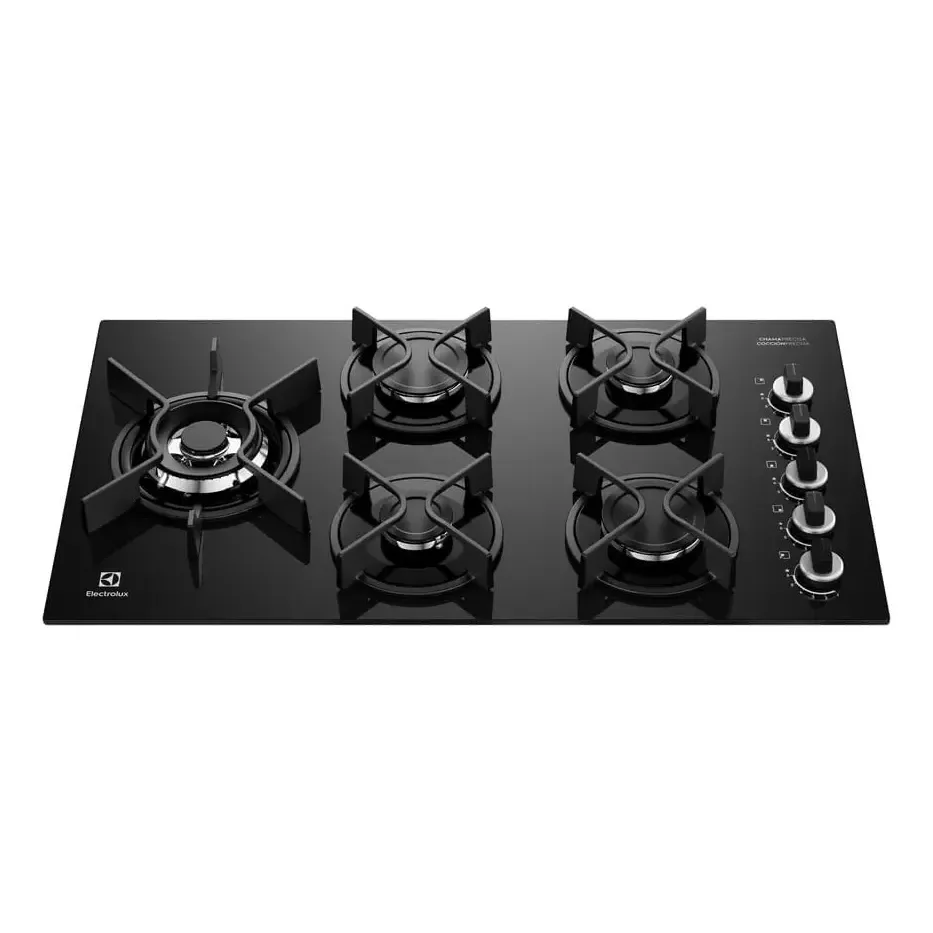 Cooktop 5 Bocas A Gás Electrolux Mesa Vidro Expert Chamaprecisa E Grade Ferro Fundido (ke5gw) - Bivolt Preto 127/220v