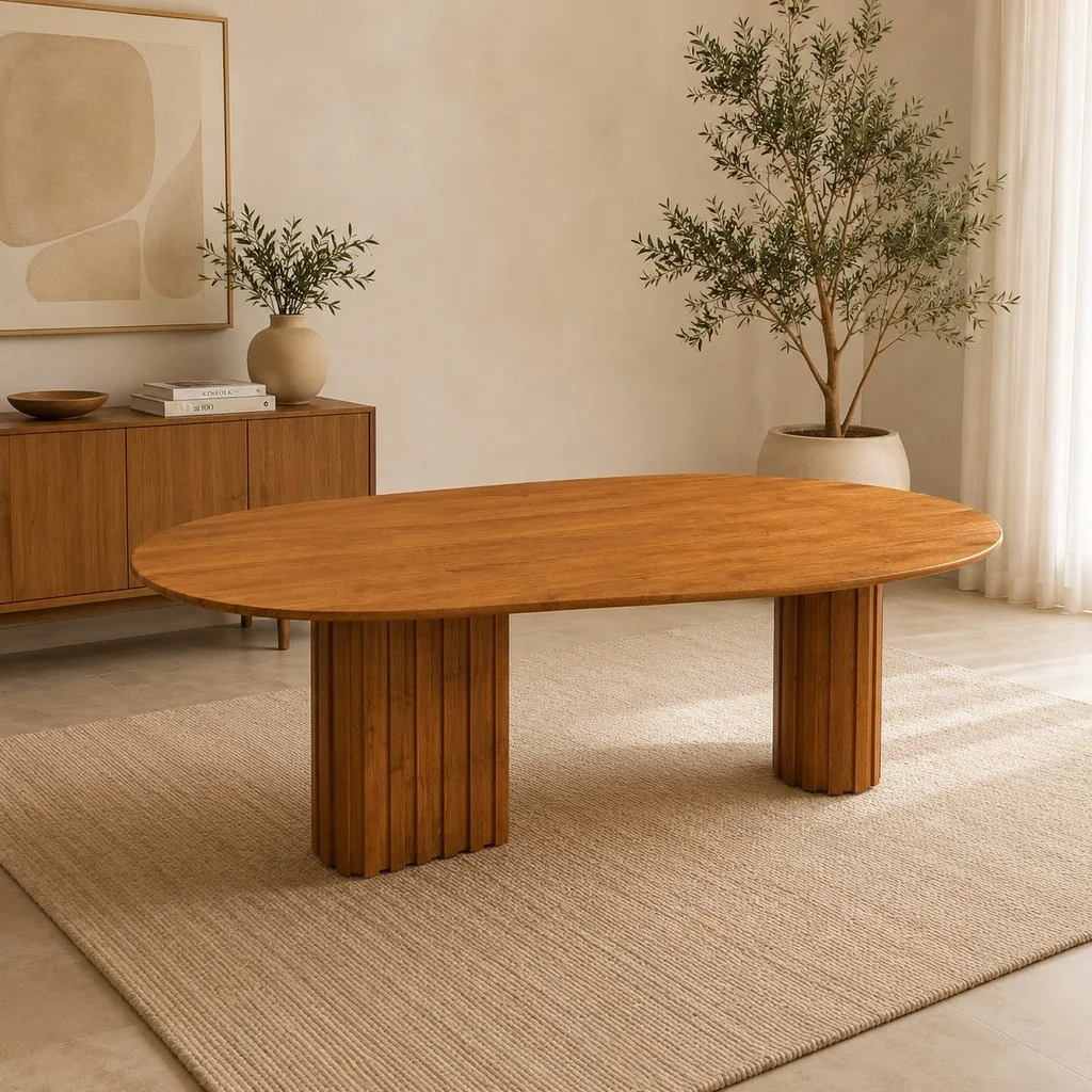 Mesa para Sala de Jantar com Tampo Orgânico 75x200x100cm Marrom/Freijó 200