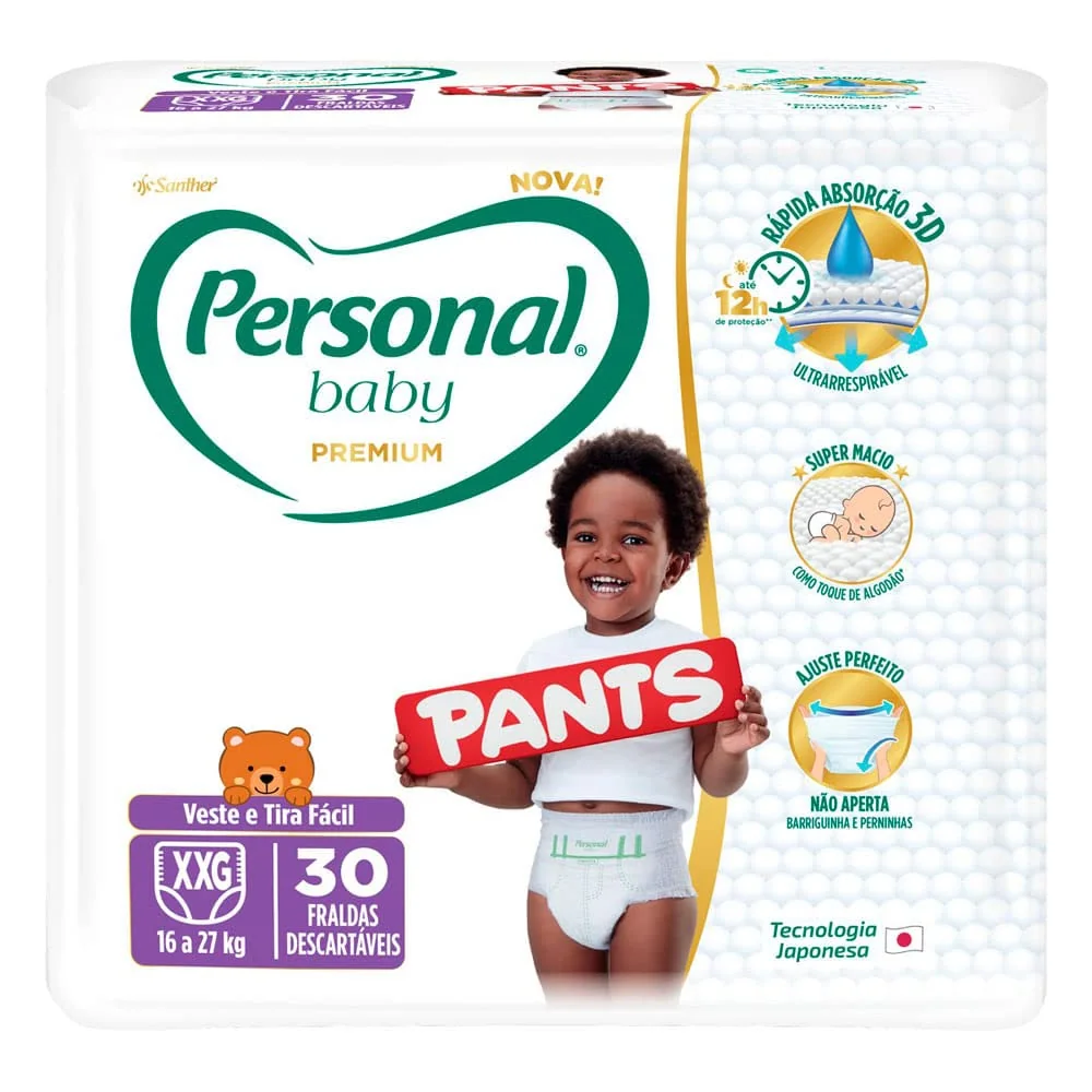 Personal Fralda Descartável Infantil Pants Baby Premium XXG, 30 Unidades