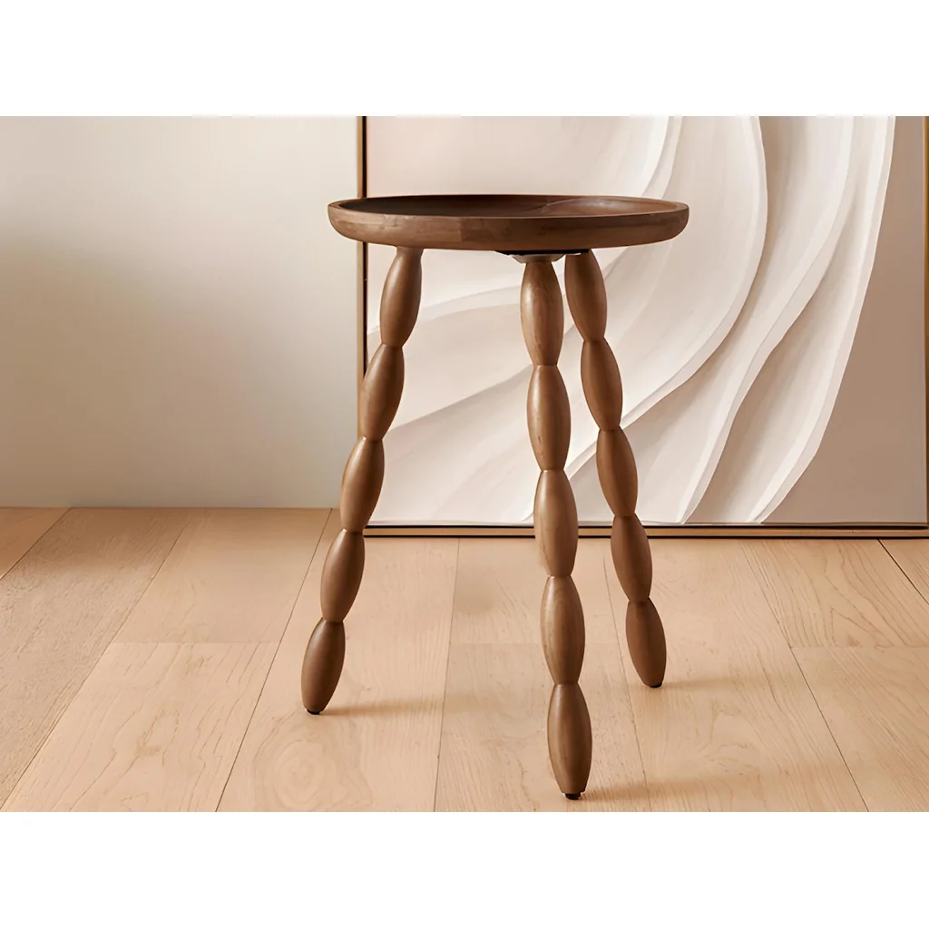 Mesa Decorativa Redonda De Canto Sala Em Madeira Natural Grande Rústica Boleada Multiuso Rústica