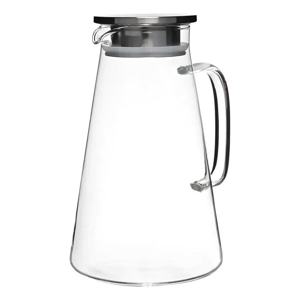 Jarra De Vidro Borossilicato Com Tampa De Inox 1,8 Litros Transparente