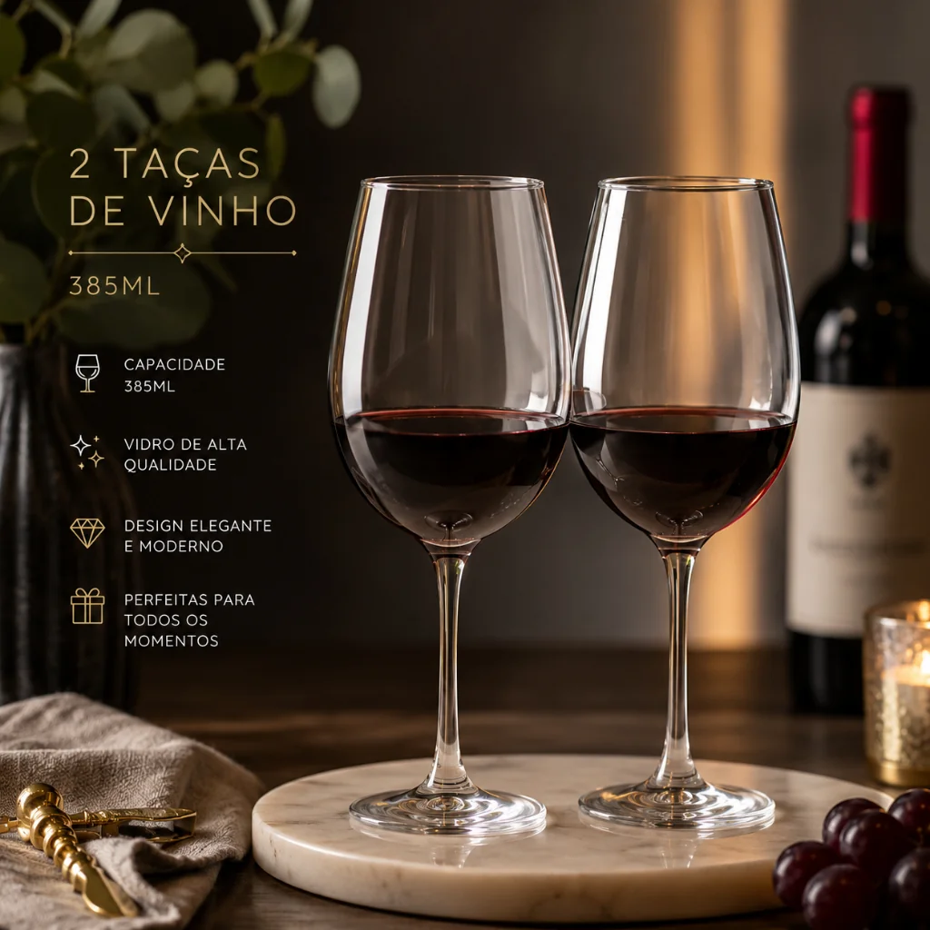 Jogo 2 Taças Vidro De Vinho Agua 385 ML Cor Transparente