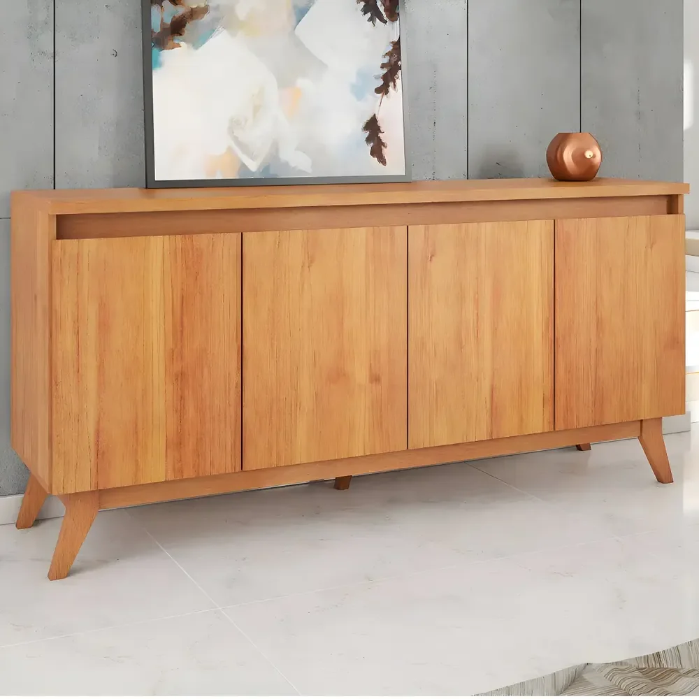Balcão Buffet Stylo 4 Portas Mel - Viero Móveis Marrom