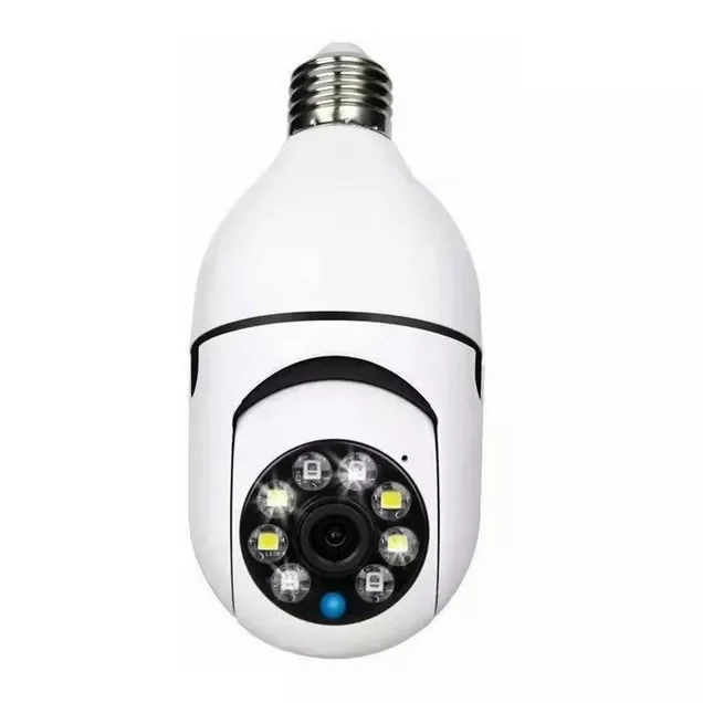Câmera wifi ip sem fio giratória 360 com encaixe lampada bocal roscavisão noturna segurança - bivolt