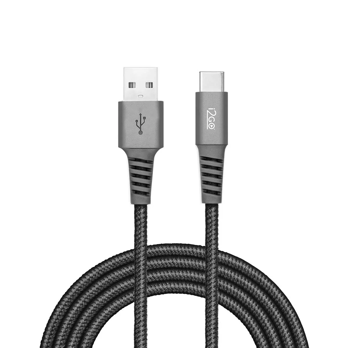 Cabo USB-C I2GO 2m 2,4A Nylon Trançado Chumbo - I2GO PRO