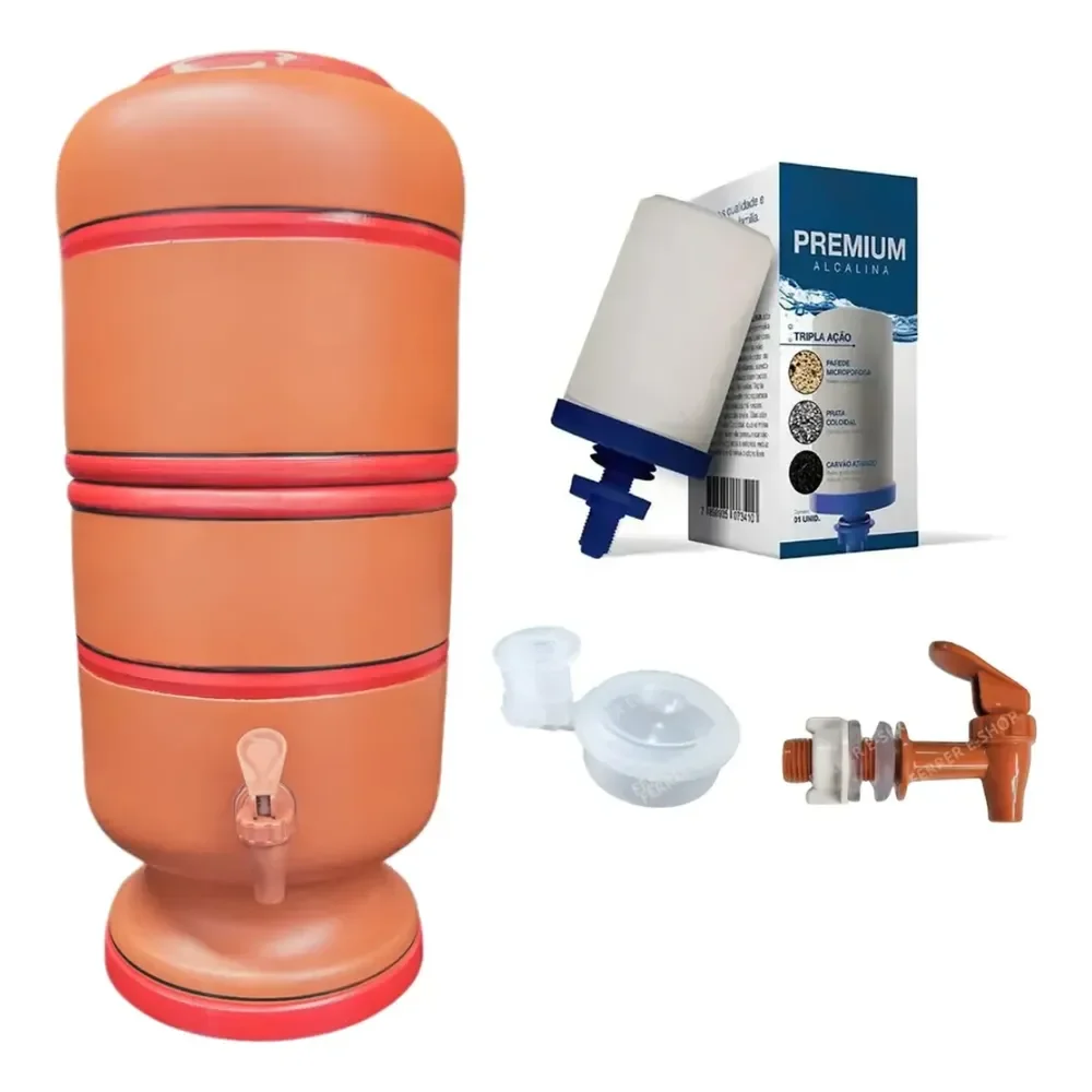 Filtro De Barro Total 6 Litros Com Vela Tripla Ação Marrom