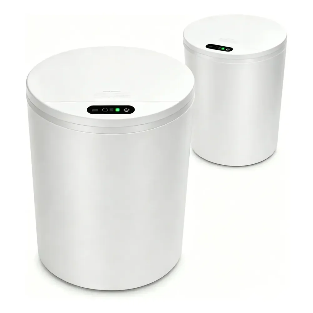 Lixeira Automática Redonda Branca Com Sensor Infravermelho E Usb Recarregável, 16l Para Casa/escritório Branco