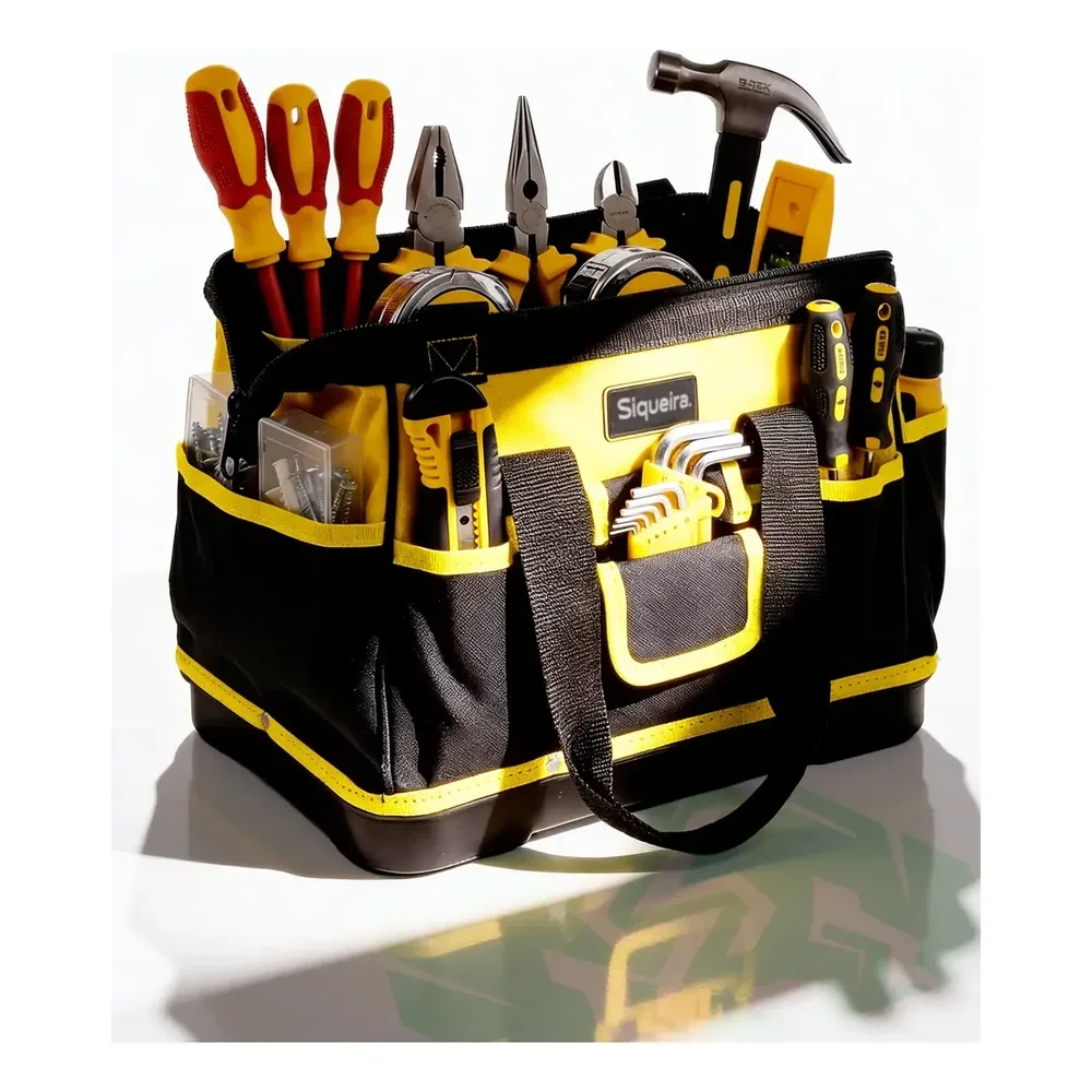 Bolsa De Lona Maleta Para Ferramentas 14 Polegadas Profissional Bolsos Reforçada S Siqueira Amarelo Preto/amarelo