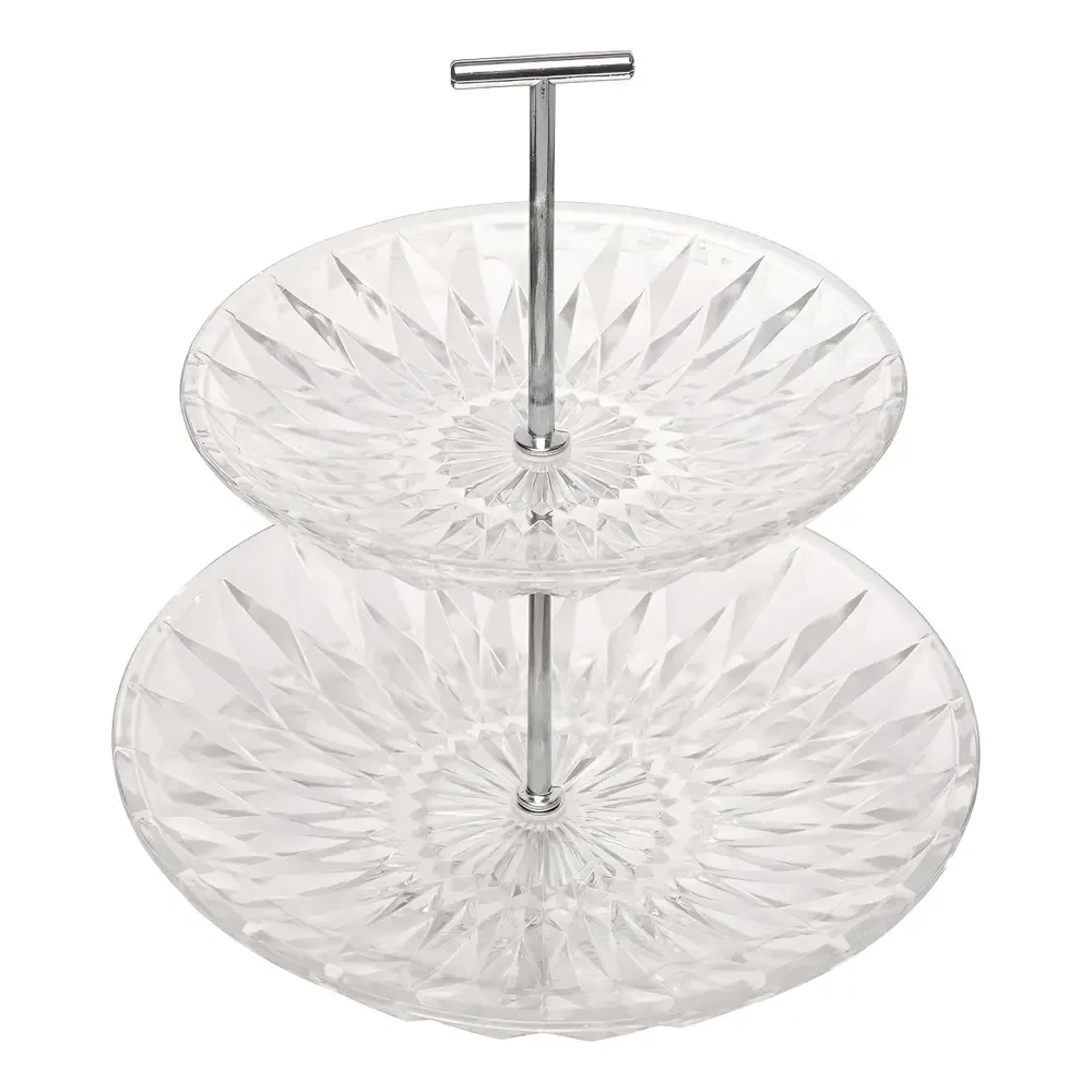 Porta Doces De Vidro 2 Andares Diamond Lyor Cor Transparente