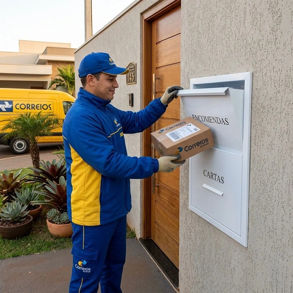 Caixa De Encomendas Correios Mercadoria Antiroubo De Embutir Muro Portão