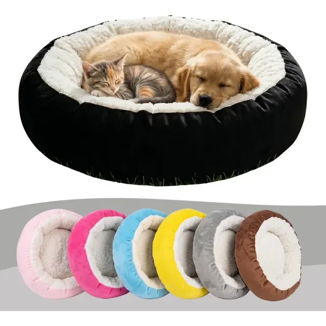 Caminha Pet Redonda Sherpa Peludinha Cães E Gatos Cama Luxo
