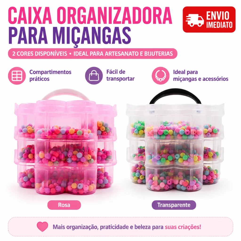 Caixa Organizadora Plástica Formato Peixe 12x15cm Para Bijuterias Miçangas Artesanato