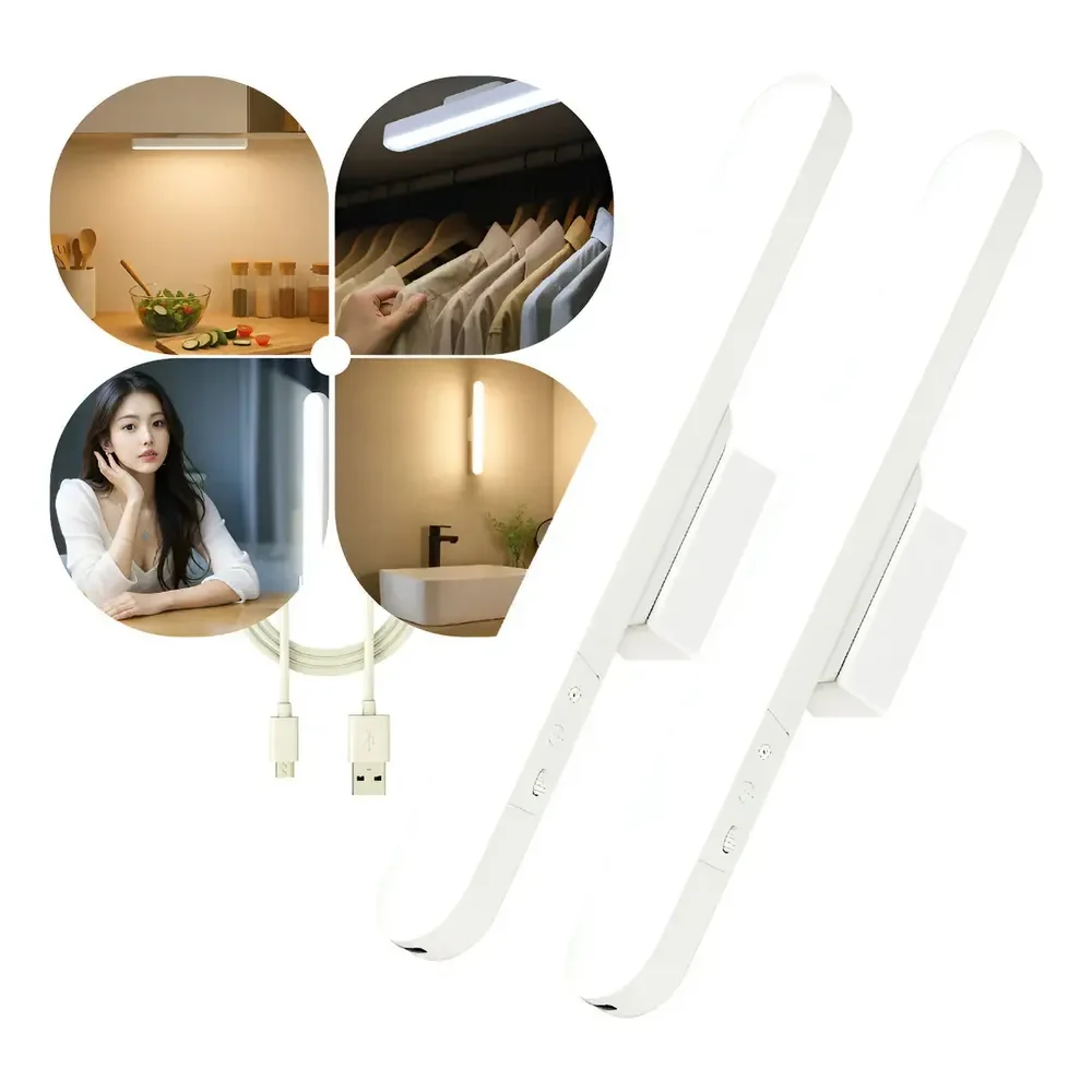 Kit 2 Luminária Magnética Slim Inteligente Led Recarregável