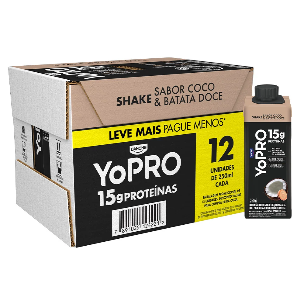 YoPRO Coco com Batata-Doce 15g de proteínas 250ml - 12 unid.