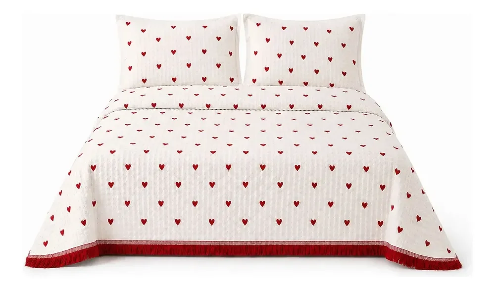 Colcha Cobre Leito Queen Size King Piquet Ss Textil Coração Branco Coração