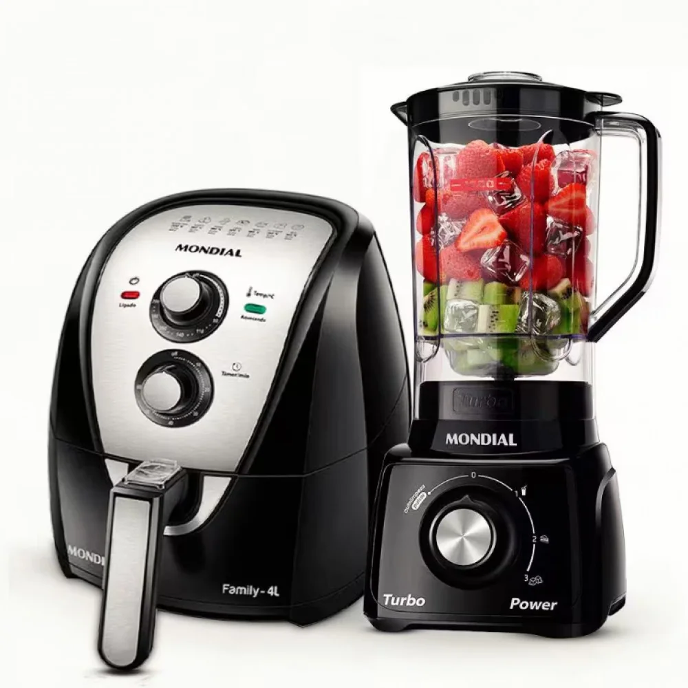 Fritadeira Elétrica Sem Óleo Air Fryer AFN40BI 4L + Liquidificador Turbo Power L-99 FB 500W Mondial