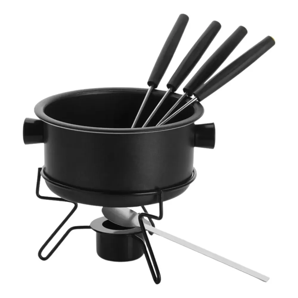 Aparelho Fondue Pop Antiaderente 7 Pçs Preto Forma + 4 Garfo