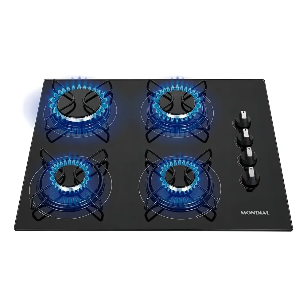 Cooktop A Gás, 4 Bocas, Mondial Bivolt Ctg-01 Preto/inoxidável 127/220v