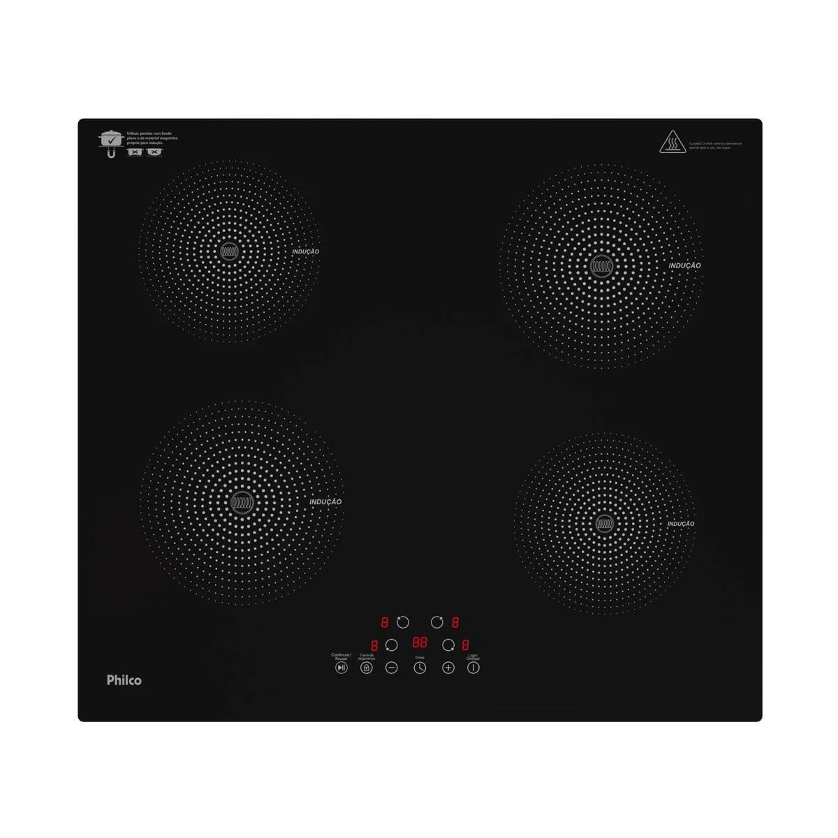 Cooktop De Indução Pctq1 Função Turbo 4 Bocas Philco PCT40A Preto