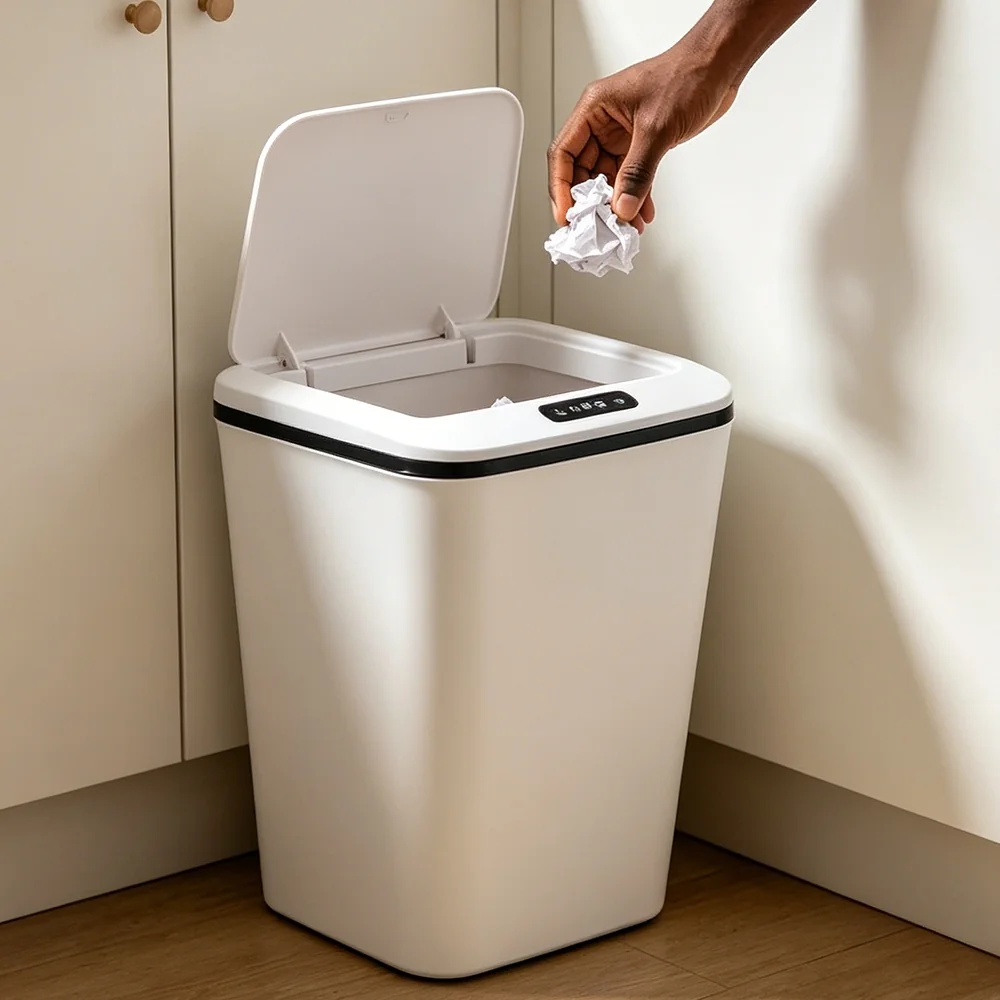 Lixeira com Sensor Automático 16L Recarregável Abertura Inteligente para Cozinha Banheiro Quarto Escritório