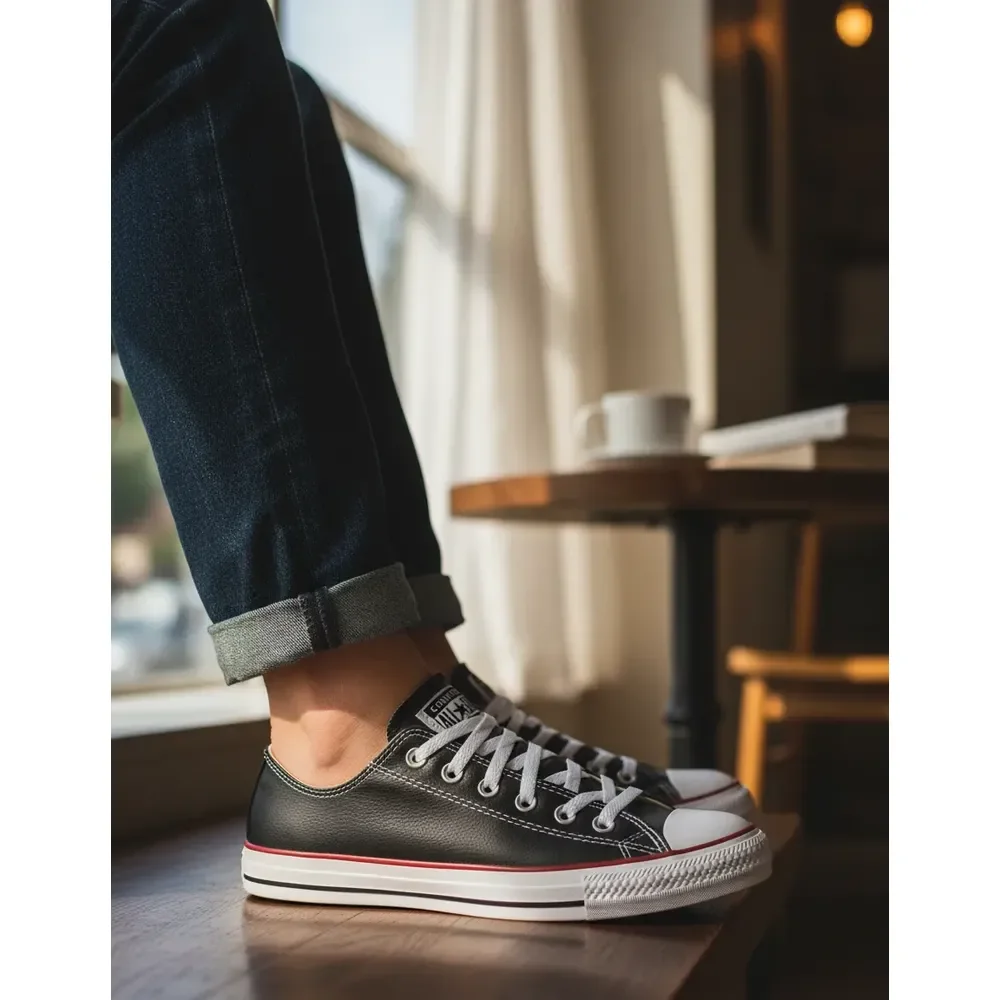 Tênis Chuck Taylor All Star Cano Baixo Sintético Preto/vermelho/branco Liso 38 Br