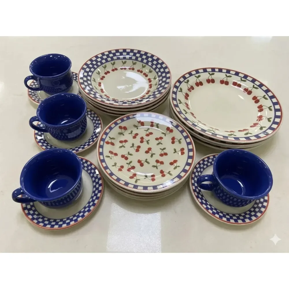 Aparelho de Jantar Cerâmica Biona Donna Jardim de Cerejas 20 Peças