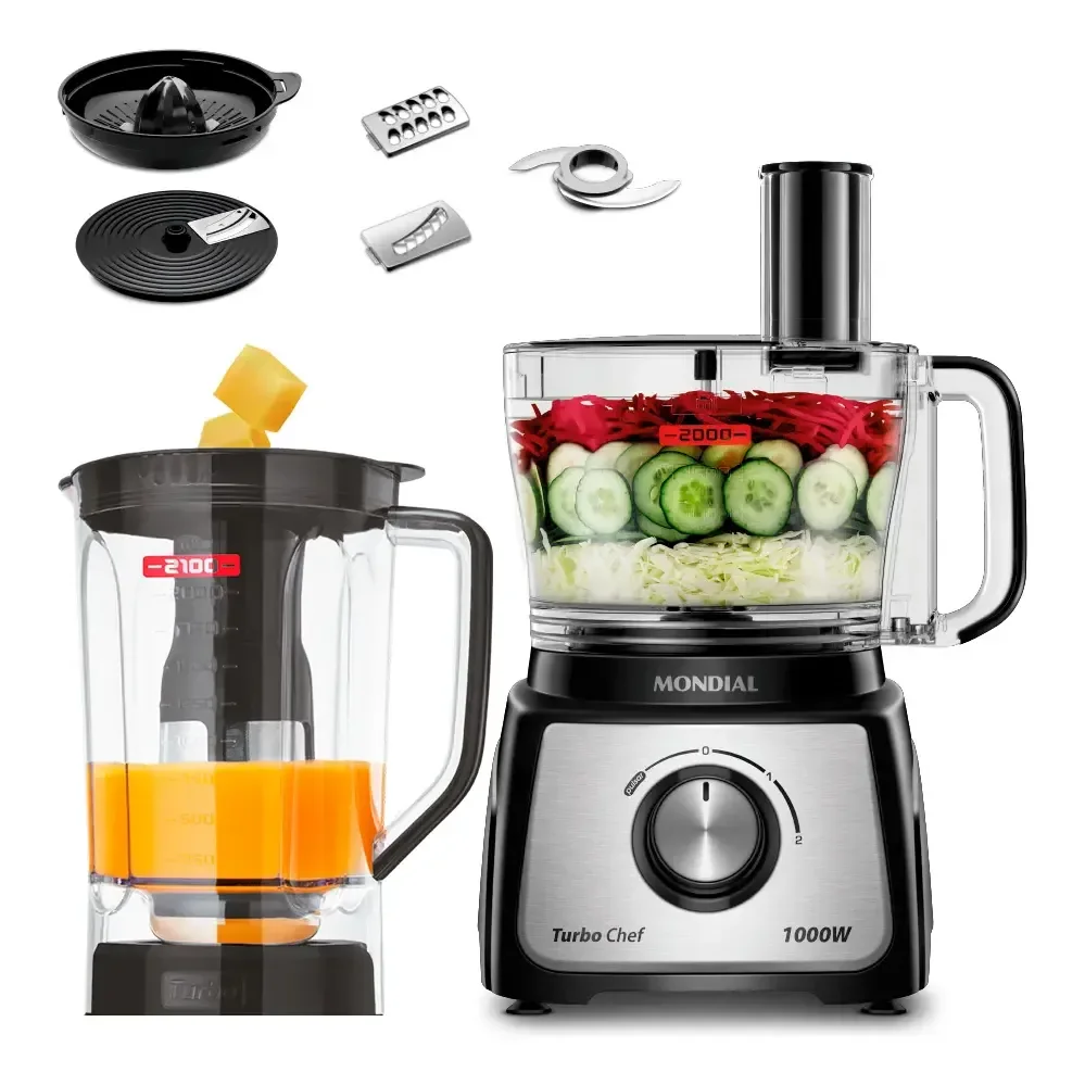 Multiprocessador Turbo Chef 7 Em 1 Mondial 1000w Mpn-01-be Preto 220v