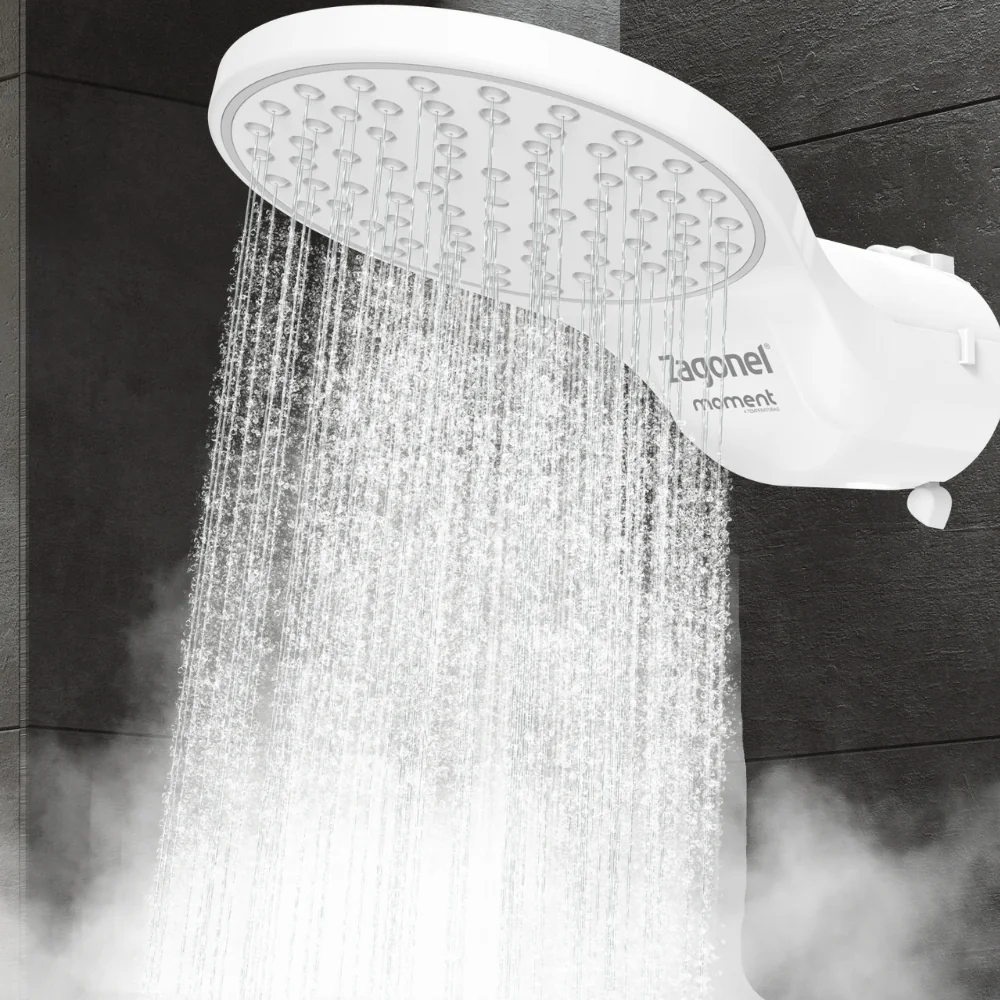 Chuveiro Ducha Moment Zagonel 4 Temperaturas Branco Banheiro Elegante Resistente Relaxante Moderno