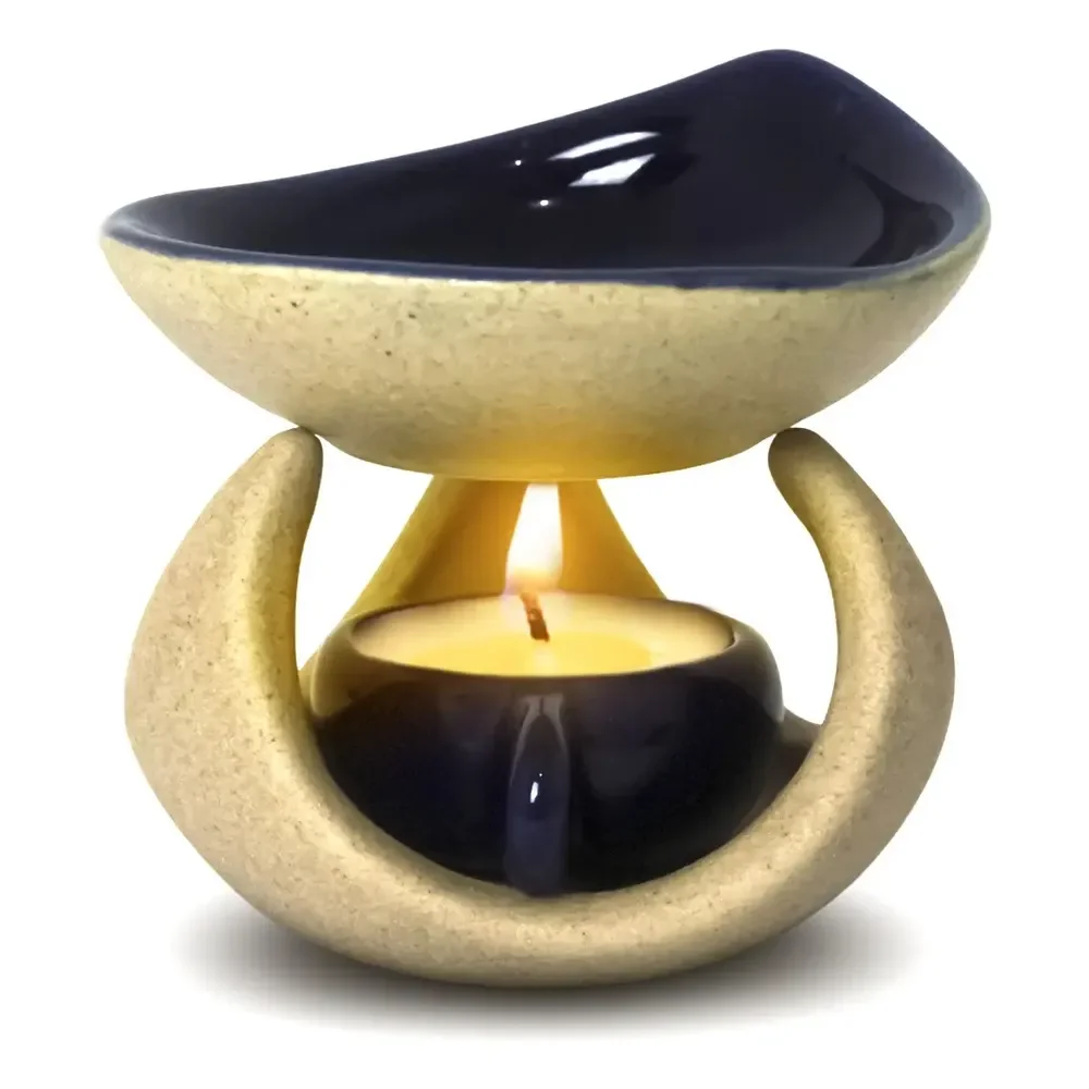 Rechaud Aromatizador De Ambiente Com Suporte Para Velas Azul