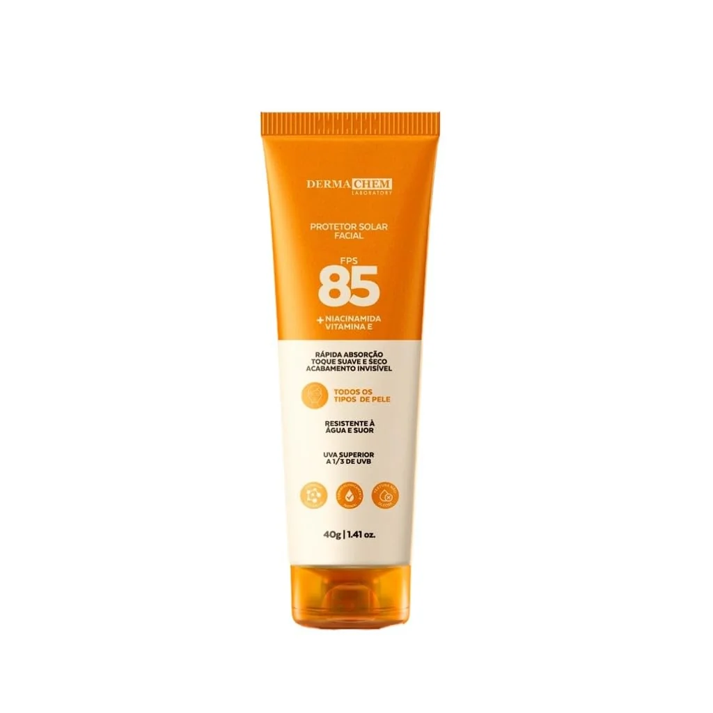 Protetor Solar Facial Dermachem FPS 85-40g - Alta Proteção para Pele Oleosa, Não Comedogênico, Custo-benefício