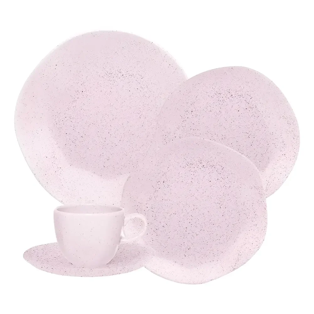 Aparelho De Jantar E Chá 20 Pçs Oxford Ryo Pink Sand Rosa