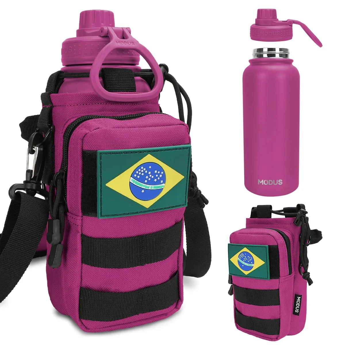 MODUS Garrafa Térmica Inox 950ml com Bolsa Porta (Rosa choque) | Portátil para Viagens e Atividades ao Ar Livre