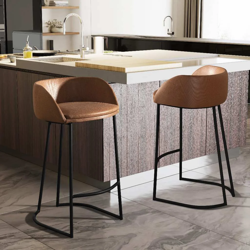 Kit 2 Banquetas Holanda Bancada Balcão Área Gourmet Lazer Externa Couro PU - MJL