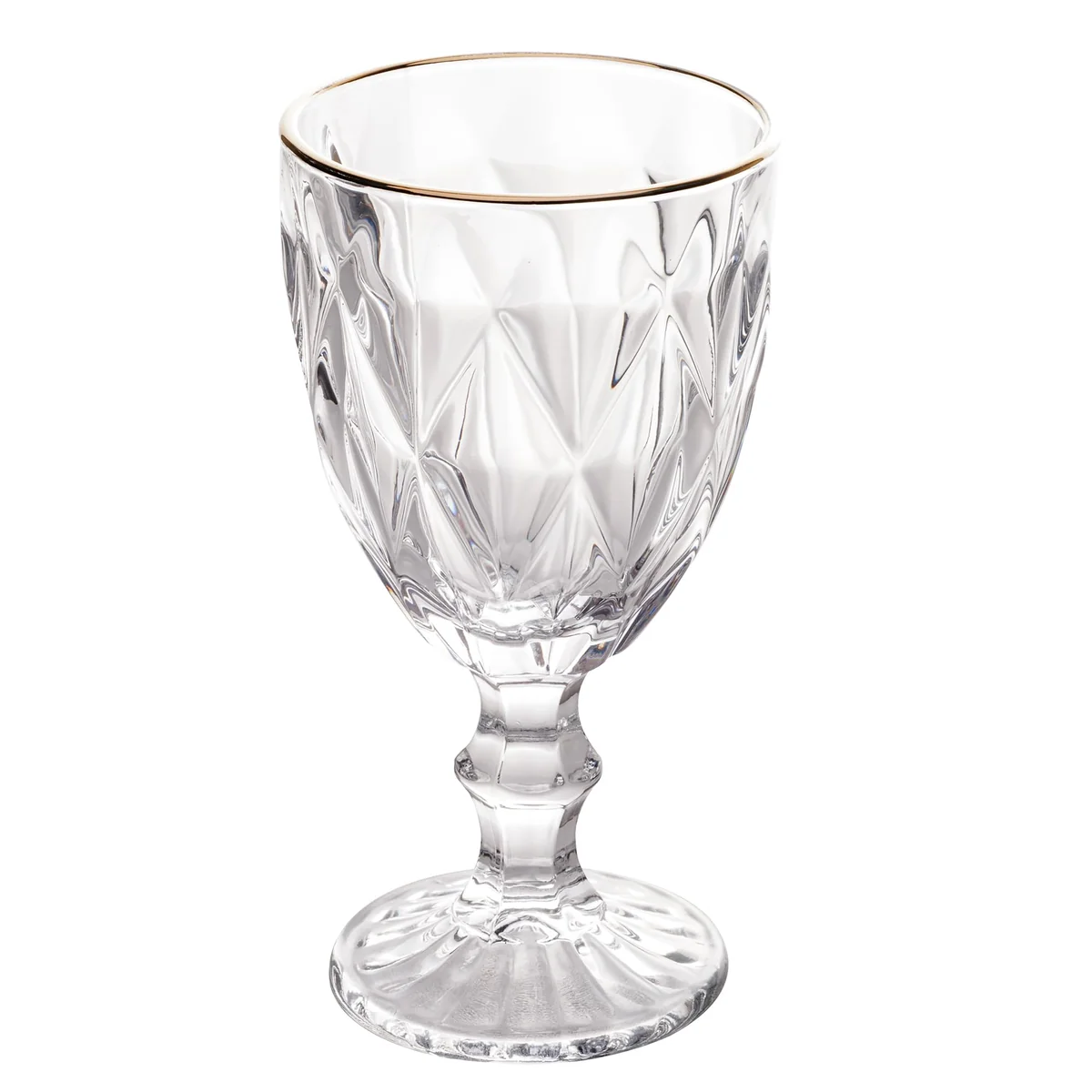 LYOR - Conjunto de 6 Taças de Vidro Para Água Diamond 325ml Transparente Com Fio Dourado - Mesa Posta - Itens Para Casa - Utensílios de Cozinha - Enxoval - Casamento