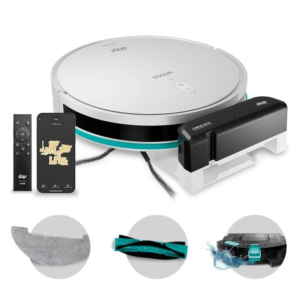 Aspirador De Pó Robo WAP ROBOT W1000 Smart Branco Bivolt